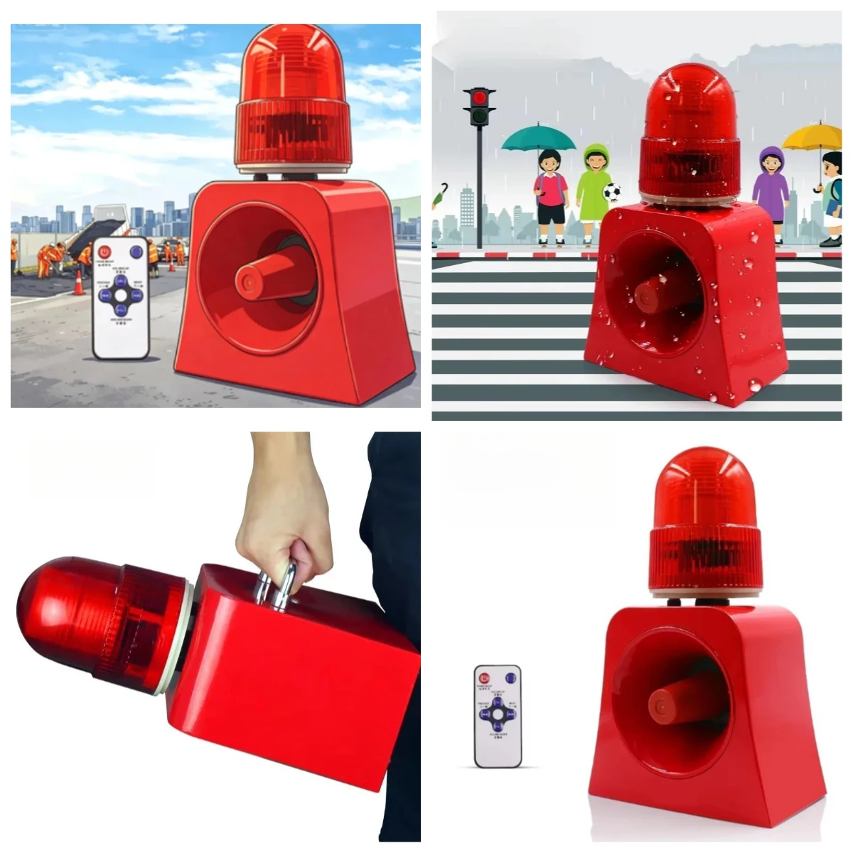 2026 Portable Handheld Rechargeable LED Flashing Alarm Beacon Metal Siren Horn with Red LED Flashing for Warning Light