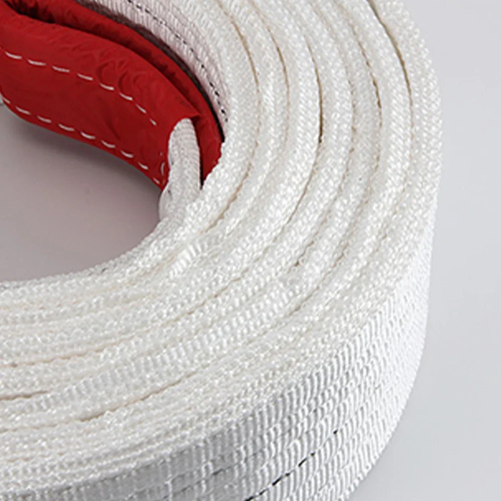 Estilingues de elevação do reboque liso branco, Correia de elevação industrial, Poliéster Içando Crane Belt, Resistente ao desgaste, 2T x 1m