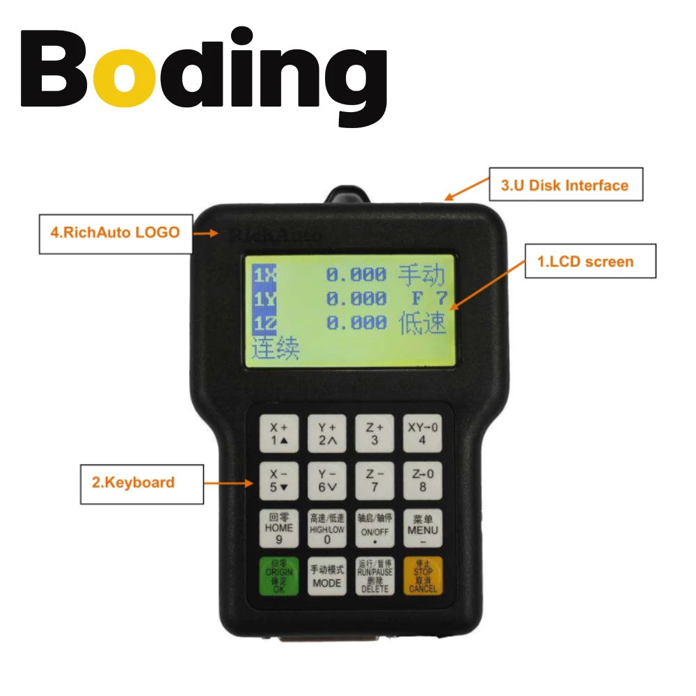 BODING RichAuto CNC Controller DSP A132 3Axis for Turning & Carving Lathe Motion Control System