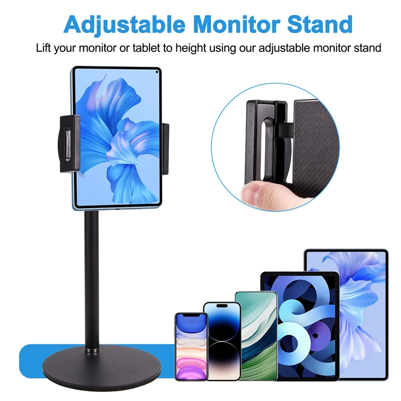 Adjustable Monitor Stand Portable Tablet Holder Up To 25Cm Standing Tablet Bracket Desk Mount A