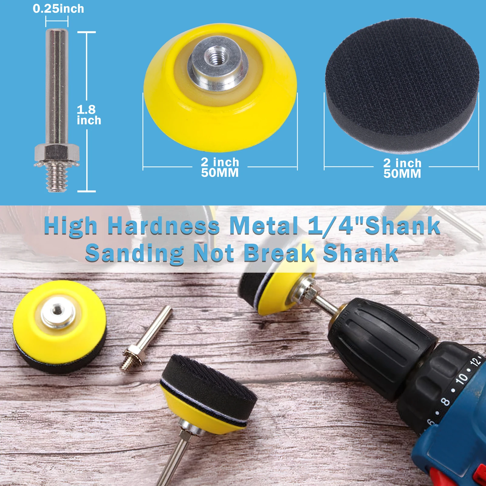 240Pcs 2 Inch Sanding Discs 60-3000 Grit Wet Dry Sandpaper, 50mm Hook & Loop Sand Pads with 1 Pcs 1/4” Shank and Backing Pad