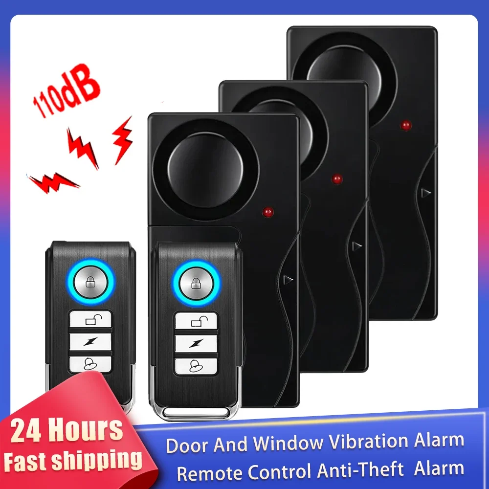 New 110dB Door And Window Vibration Alarm Wireless Anti-Theft  Alarm With Remote Control Home Bicycle Security Burglar Alarm