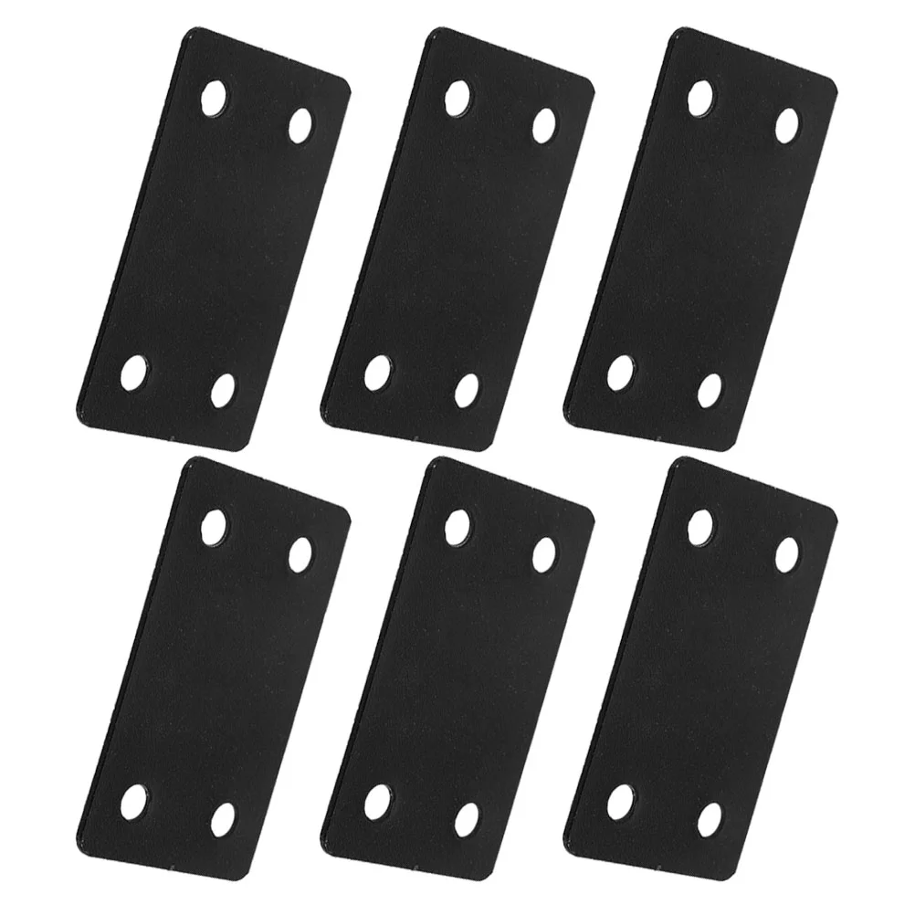 6 Pcs Corner Code Fixed Piece Furniture Plates Stainless Steel Brackets Mending Straight Black