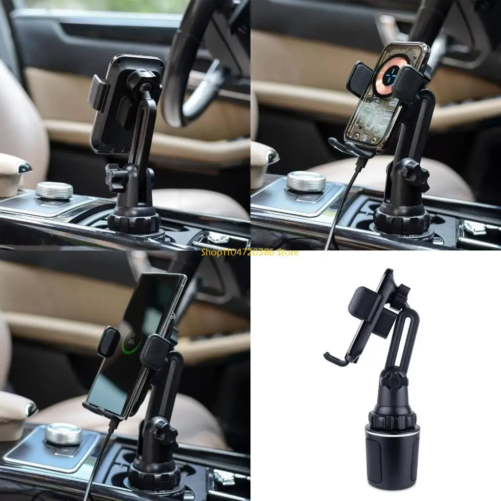 

K0EA Car Cup Holder 15W Wireless Charging Stand TransparentGlass Panel Phone Holder