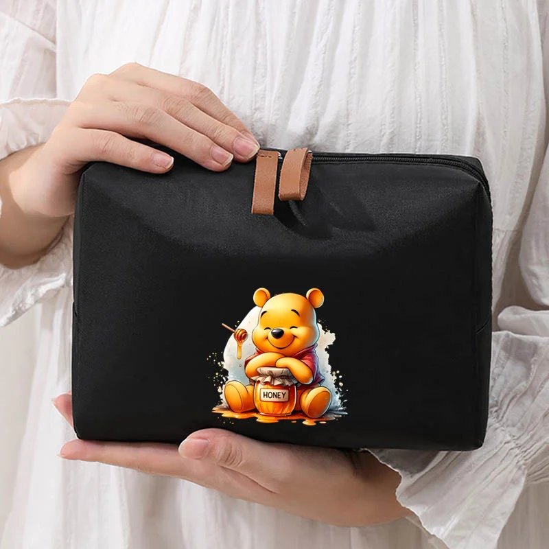 2024 Winnie The Pooh Cartoon Women's Cosmetic Bag Large Capacity Storage Bags Travel Convenient Storage Box Wash Cosmetic Bags