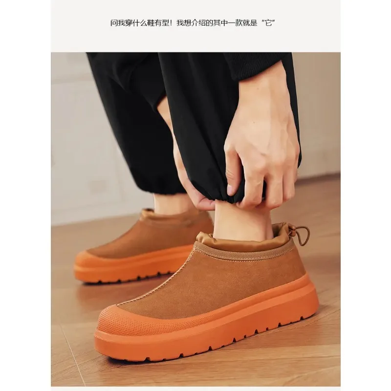 

Snow Boots Men's Winter Snow Boots with Plush Fur Integrated Anti Slip and Plush Thick Waterproof Cotton Shoes Men's Short Boots