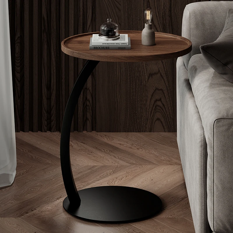 Modern Side Table for Living Room Space Saving Movable Iron End Table Minimalist Coffee Table