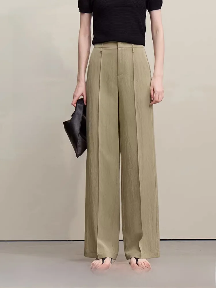 

Летние новые свободные женские брюки-палаццо из льна с плиссировкой, повседневные, удобные, с молнией на талии