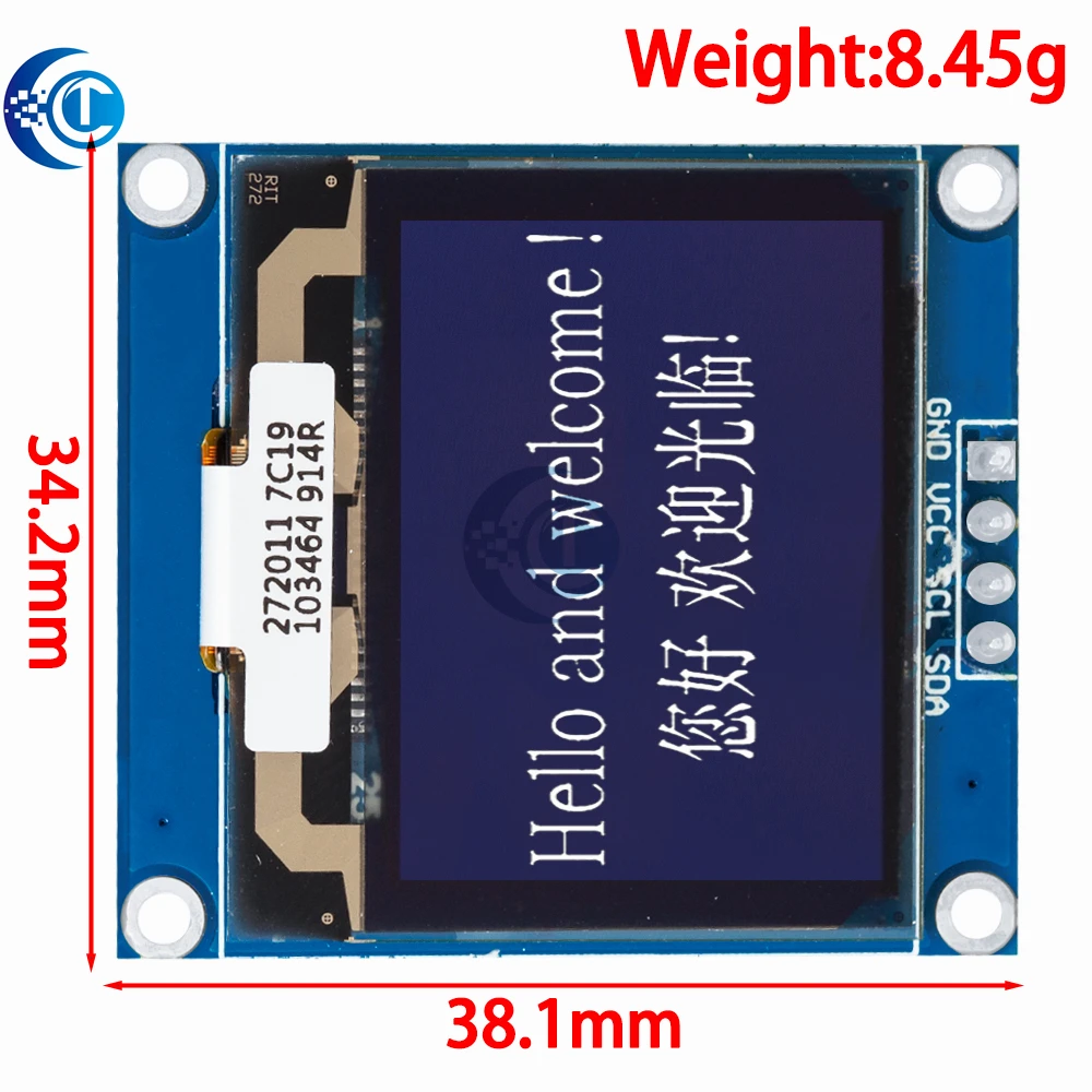 Tela branca OLED de 1,32 polegadas: resolução 128x96, driver SSD1327, HD em escala de cinza com módulo LCD de interface I2C