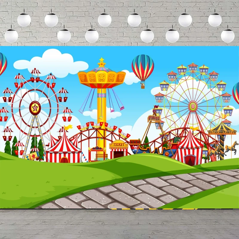 

Фон для фотосъемки, красный цирк, парк развлечений, палатки, игровая площадка, карнавальный карусель, баннер для детей, фон для дня рождения