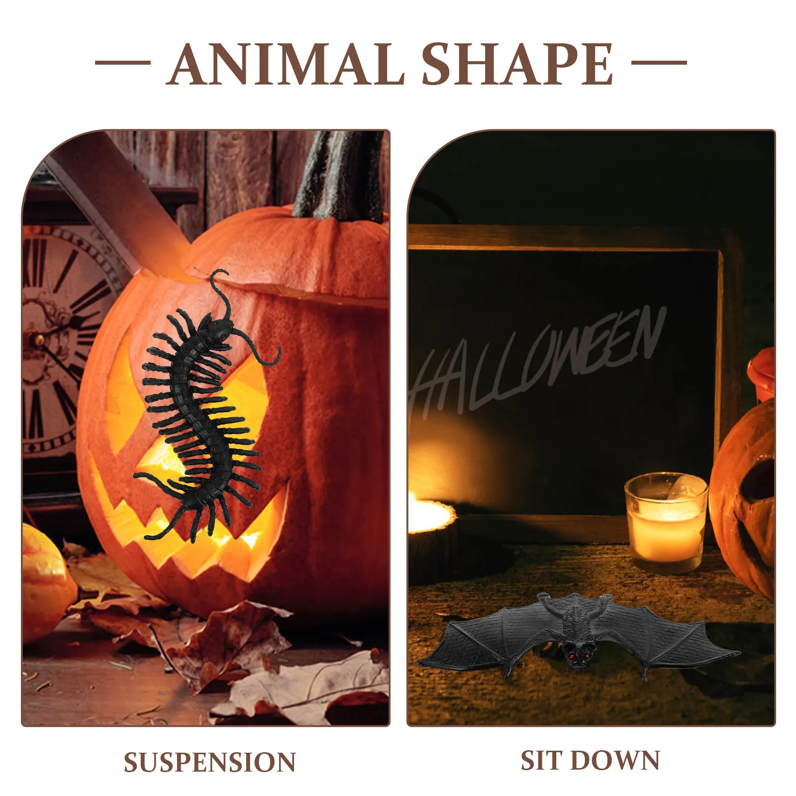 18pcs Realistic Snake Toys for Halloween Party Decorations – Simulated Animal Figurines Including Spider, Bat, Scorpion
