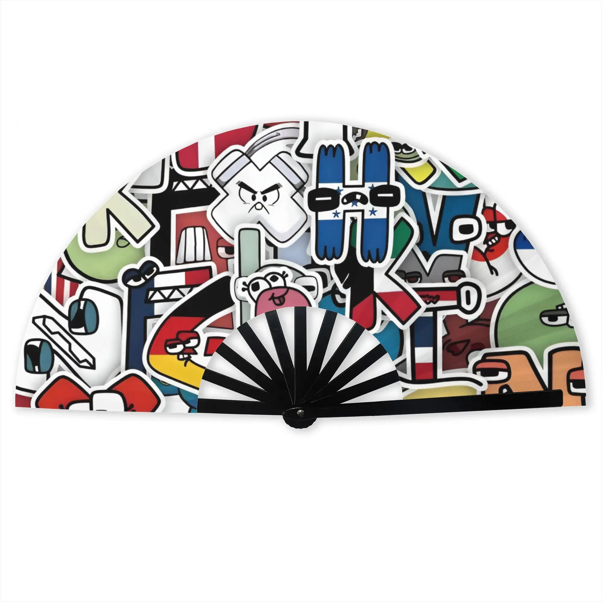 Personalised A-Alphabetes Manga Hand Fan Promotional Gift Party Hot Comic Durable Folding Fans Novelty Bulk Pack Fan