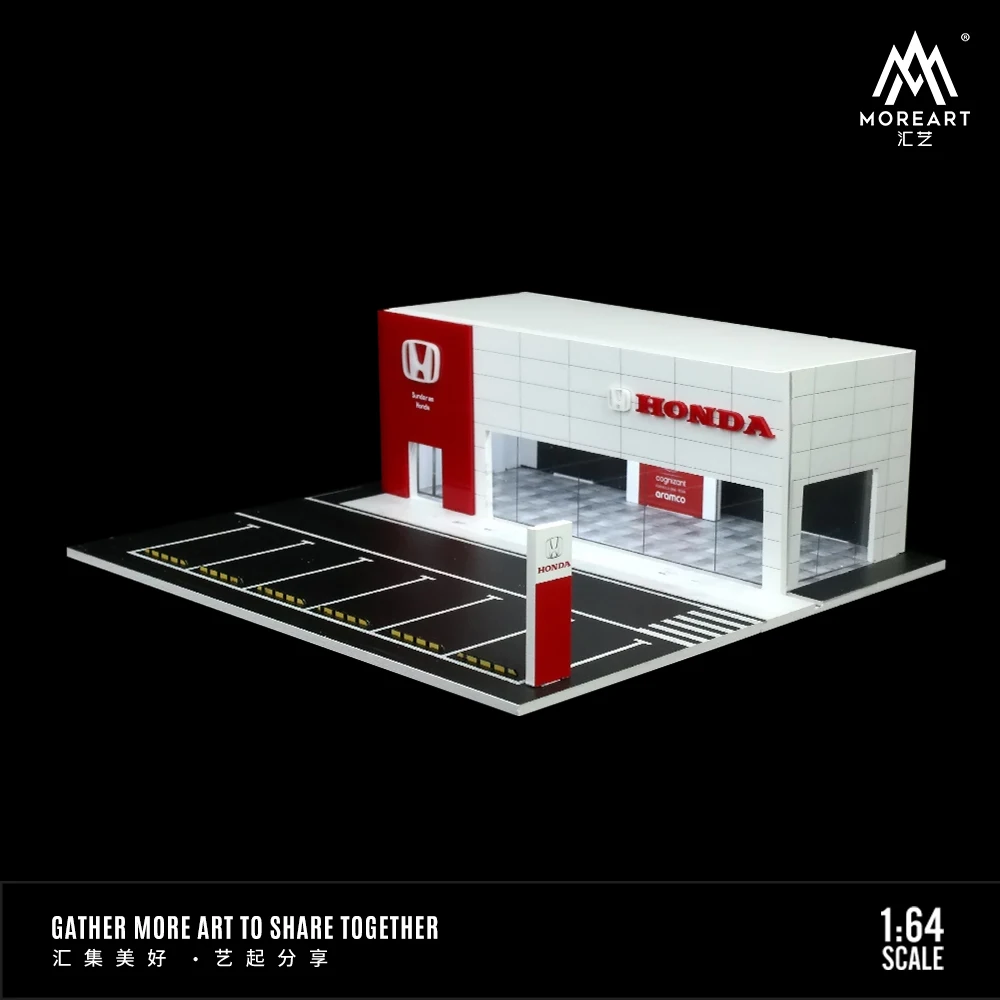 TimeMicro&MoreArt 1:64 Modelo de carro Honda em escala 1:64 com iluminação para showroom de concessionária