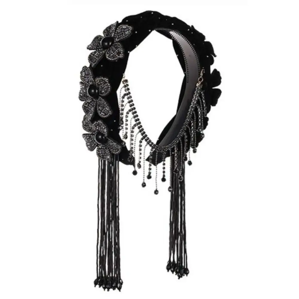 

Korean Style Braid Flower Hair Hoop Sweet Rhinestone Wide Hair Band Shiny Exquisite Party Celebration Tiara Women Accessories