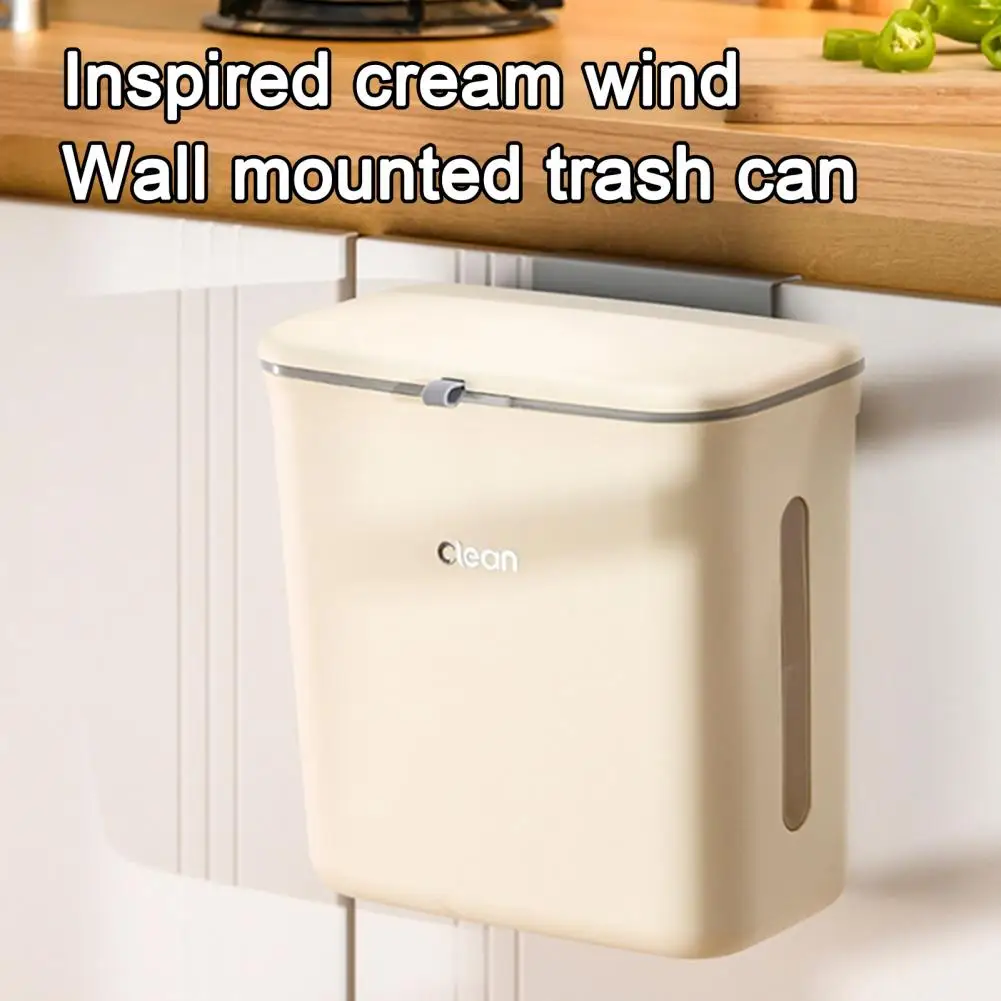 12L Kitchen Hanging Trash Can with Lid Wall-Mounted Garbage Can Under Sink Trash Bin Two Compartments Countertop Waste Basket