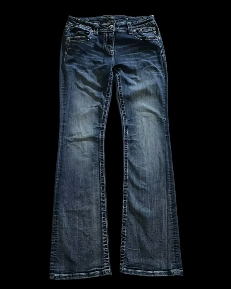 بنطال جينز أمريكي مطرز بنمط Y2K للشارع الهيب هوب هاراجوكو فضفاض هاراجوكو عالي الخصر متعدد الاستخدامات بنطال ذو قصة أرجل واسعة #6