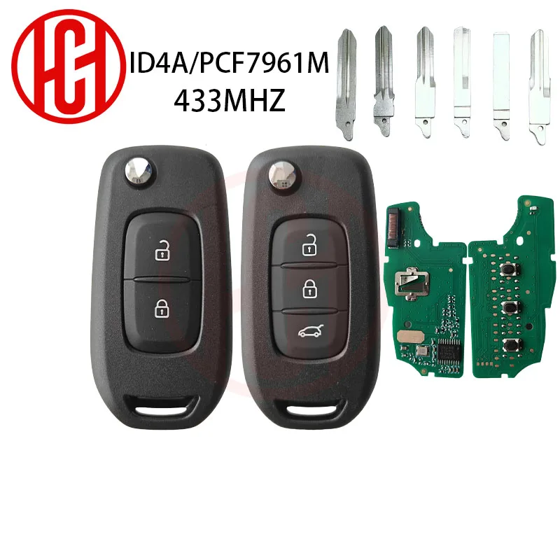 433MHz PCF7961M 4A Chip Remote Key For Renault 2013-2017 Kadjar Captur Megane3 FCC ID:CWTWB1G767 2/3Buttons Remote Key