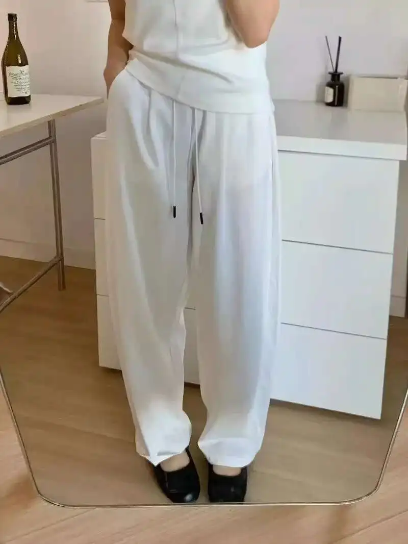 جديد 2024 الصيف عالية الخصر الرباط ياماموتو عازمة سكين السراويل النسائية بلون عادية تنوعا واسعة الساقين السراويل 4MTZ