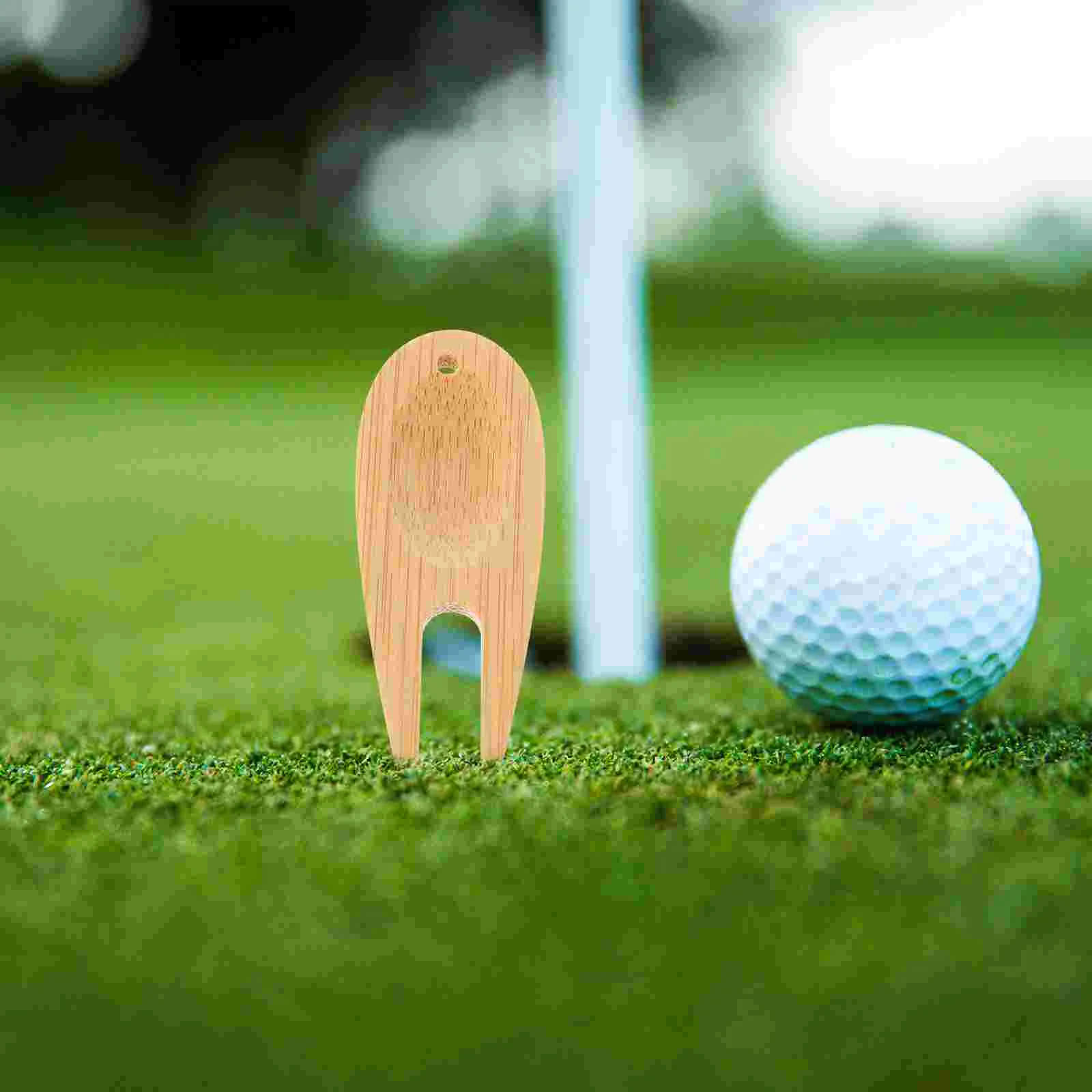 15 buah garpu Golf bambu hijau alat Divot pemangkas Fairway pegangan pintu perbaikan Aksesori kenop alat golf pria kecil