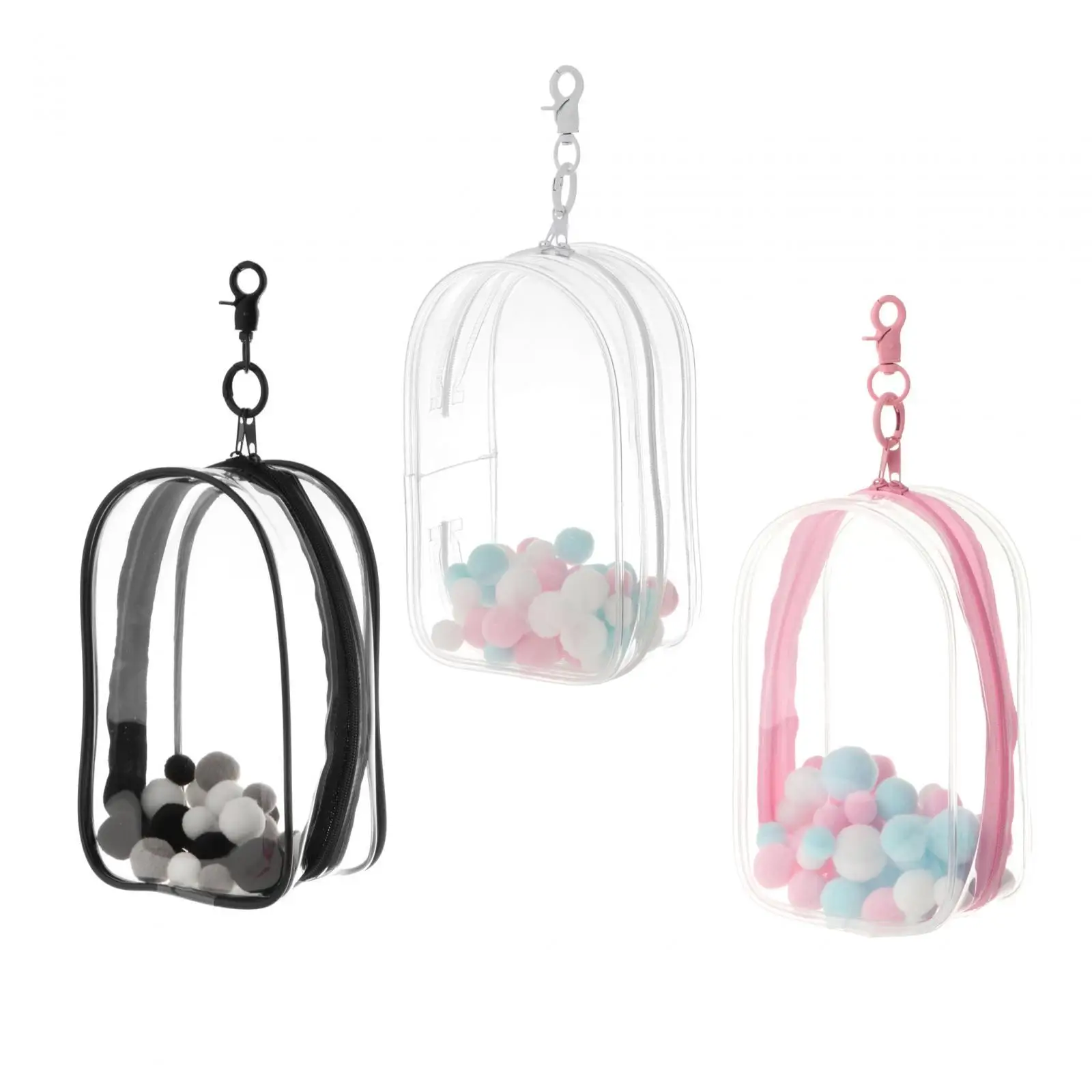 Clear Figure Display Bag with Keychain,Doll Storage Case,Portable for Miniacture Figures Dolls,Action Figures,Showing Off Boxes