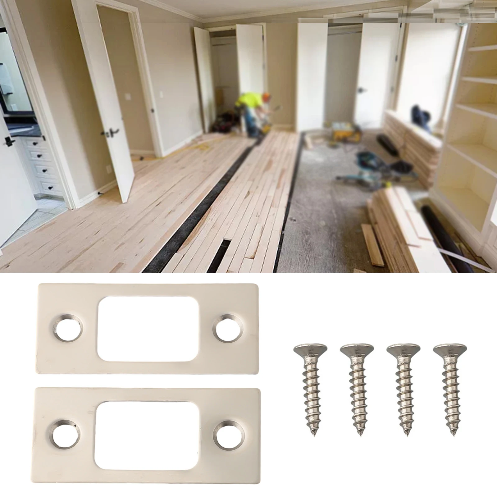 أمبير حمايتك 2 قطعة لوحة خلفية للباب من الفولاذ المقاوم للصدأ بقفل ديدبولت سترايك لقياسات أمنية مضافة #4