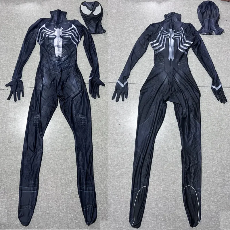 2025 New Halloween Insomniac Spider2 Venom Cosplay Costume Men Superhero Zentai Bodysuit for Adult Kids Jumpsuit AA