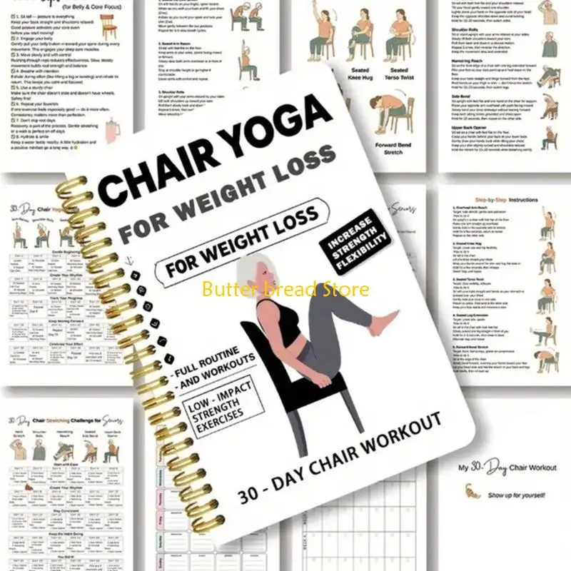 W89C 30 Day Chair Yoga Exercise Guide for Seniors Home Workout with
