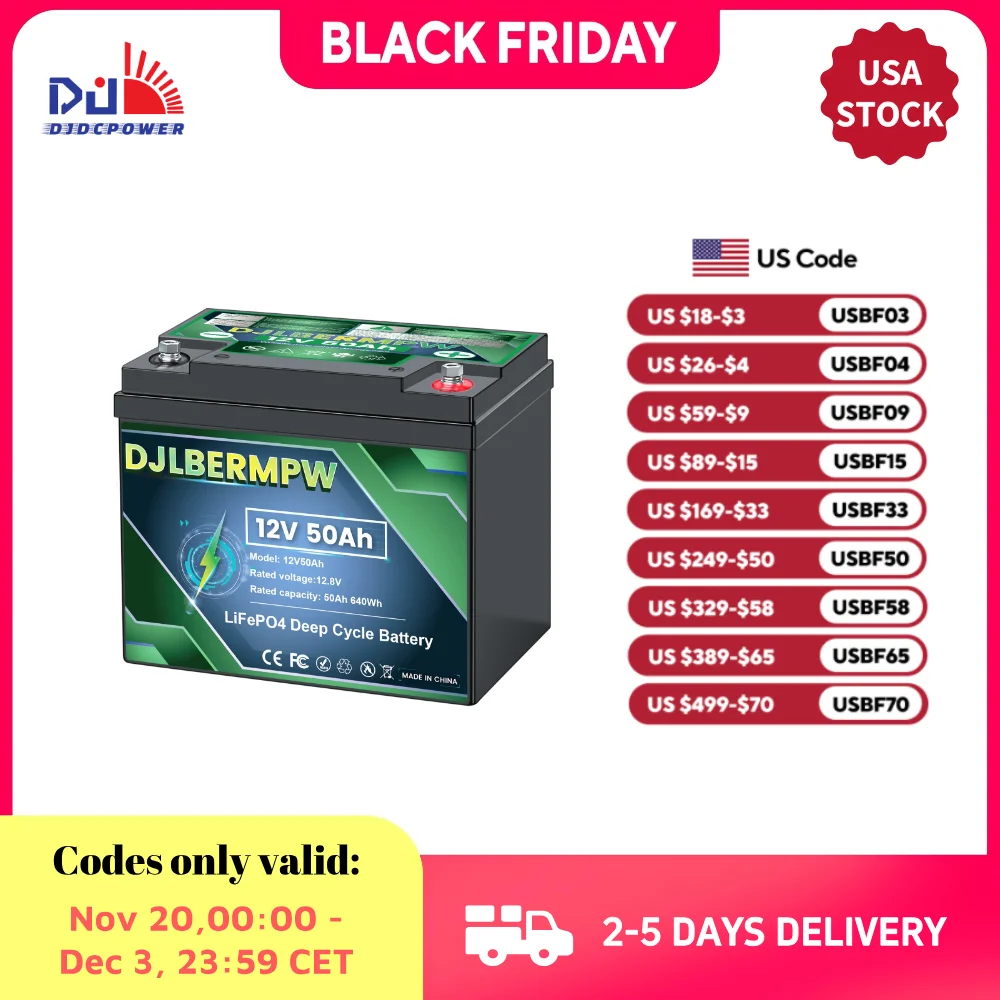 

High-Performance 12V 50Ah LiFePO4 Battery Built-in 100A BMS Safe Efficient for Solar Systems Camping Backup Power