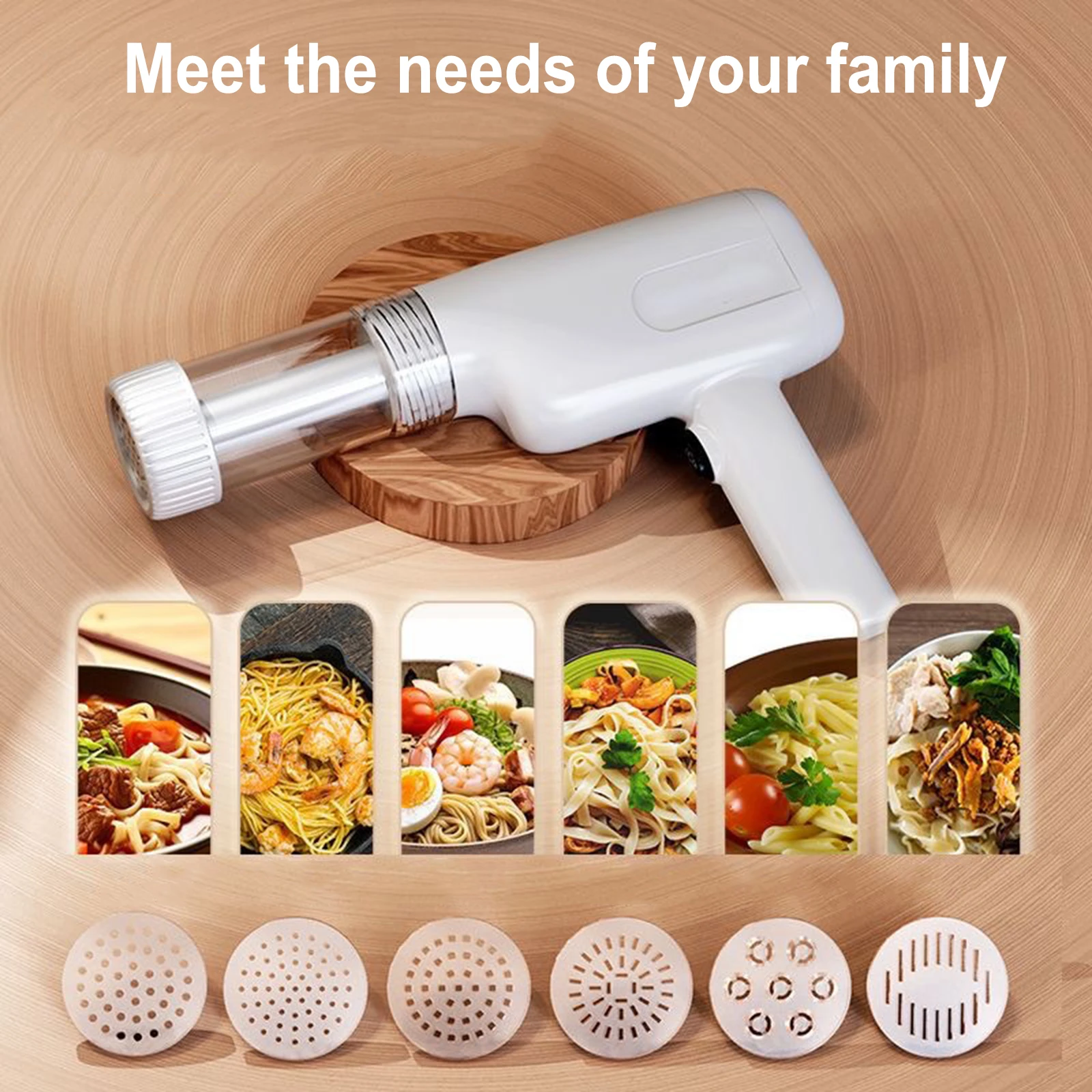 Electric Pasta Noodle Maker With 6 Shapes Molds Portable Rechargeable Handheld Noodle Pasta Machine Utility Kitchen Gadget