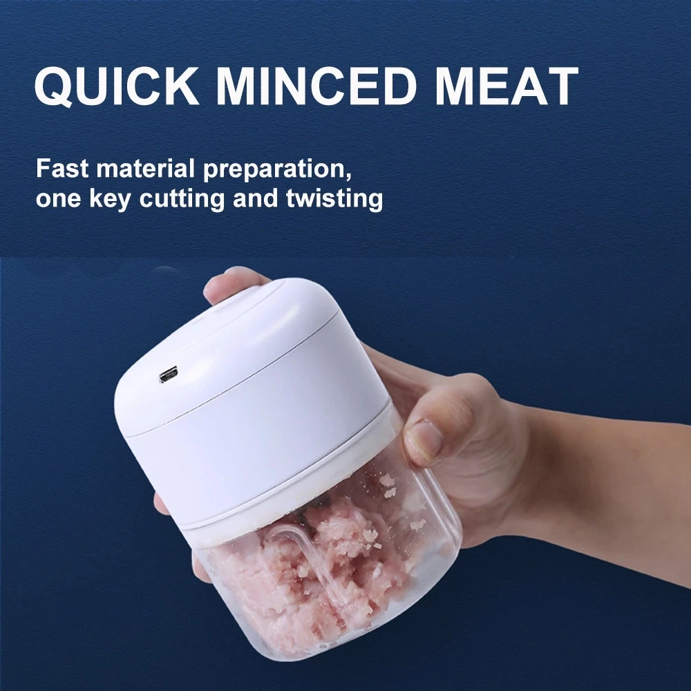 100/250ml Electric Mini Garlic Crusher Portable Chopper USB Charging Ginger Chili Vegetable Masher Machine Kitchen Tool