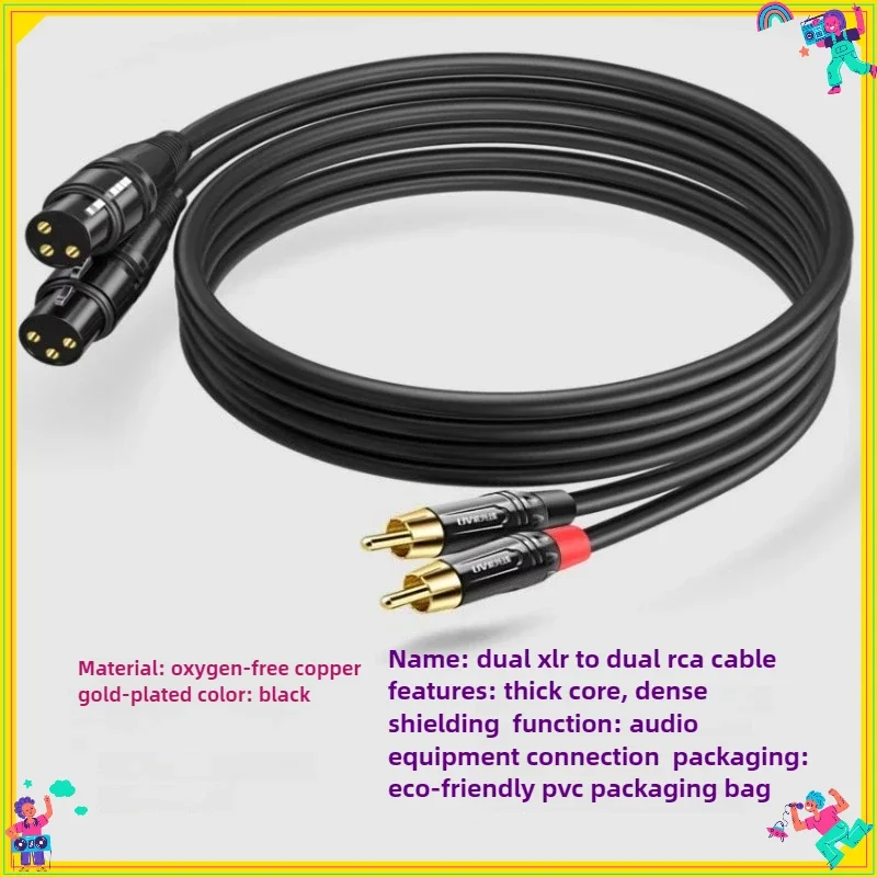 1Pair   2RCA To 2XLR Cable Dual XLR Female To Dual RCA Male Audio Cable for Microphone Mixer Amplifier DVD Speaker Microphone