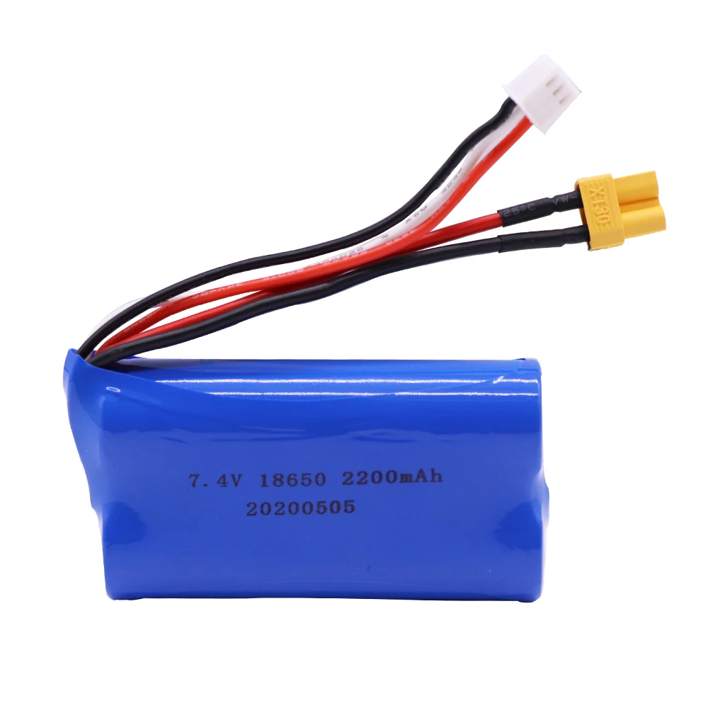 Aggiorna la batteria agli ioni di litio da 7.4 V 2200mAh con caricabatterie per Huina 580550 583 582 pezzi di ricambio per Drone per auto RC 18650