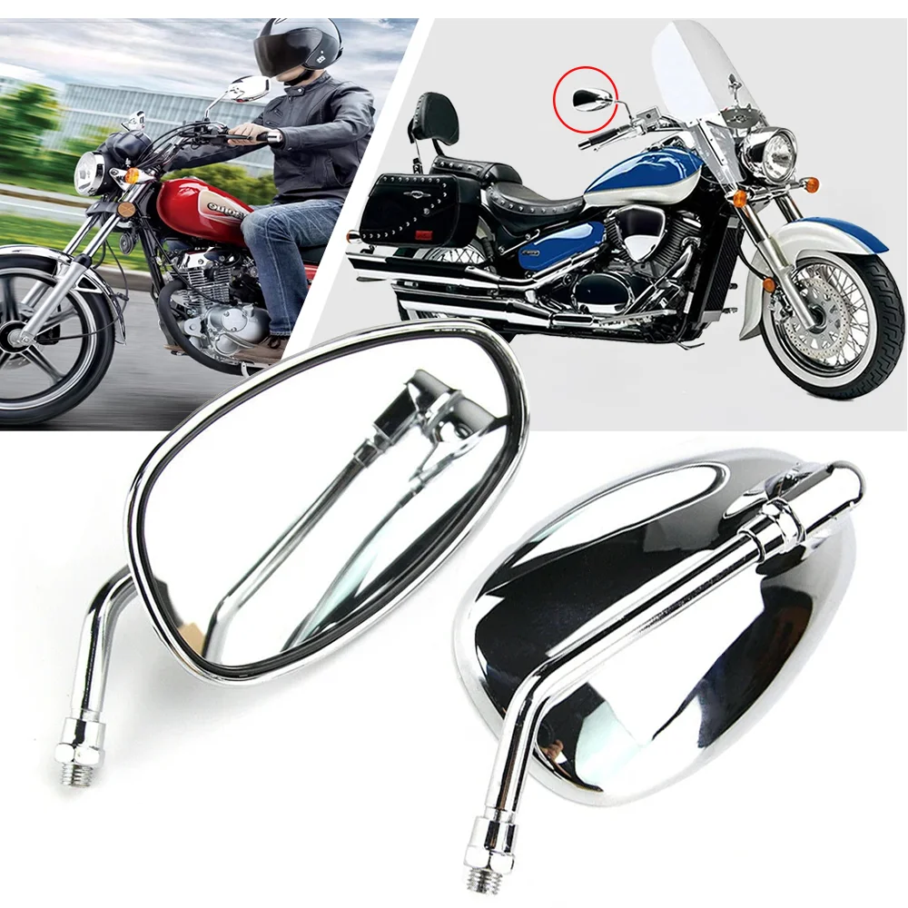 Motorcycle Chrome Rearview Mirror Electrombile Scooter E-Bike Adjustable Mirrors 10mm For Honda Shadow Ace Spirit Magna VT750