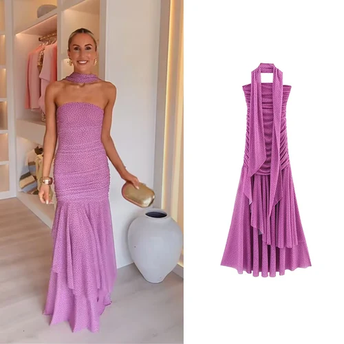 Vestidos nuevos de verano 2025, vestido largo ajustado elástico con estampado elegante para mujer, moda urbana, vestido elegante juvenil para vacaciones de verano