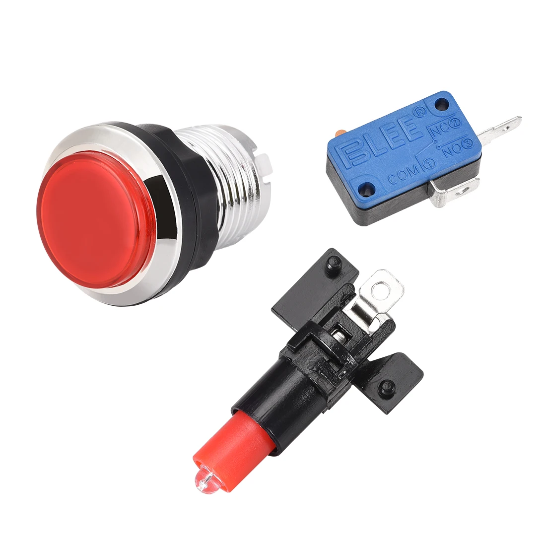 5Colors 5Pcs 33mm Round Game Push Button 12V LED Illuminated Push Button Switch with Micro Switch for Arcade Video Games