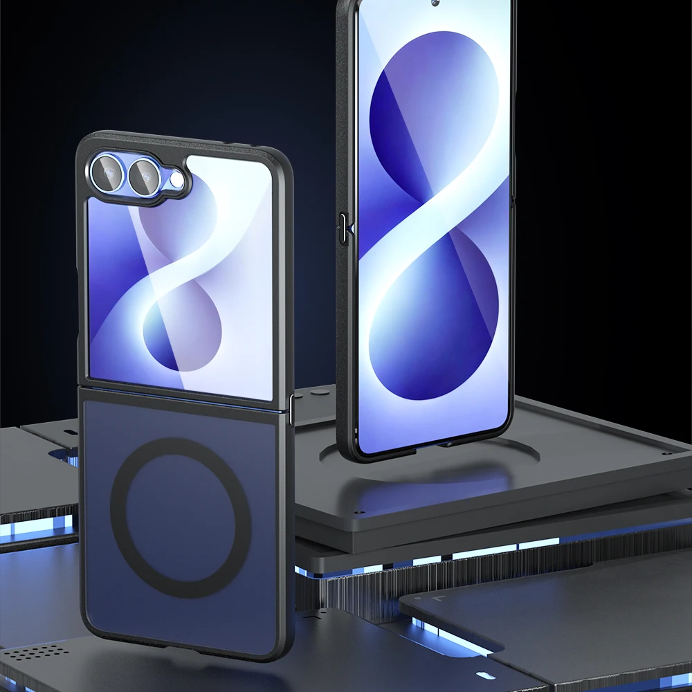 For Samsung Galaxy Z Flip 8 Case Minimalist Matte Foldable Slim Split Magnetic PC Material Independent Lens Bumper Cover Funda