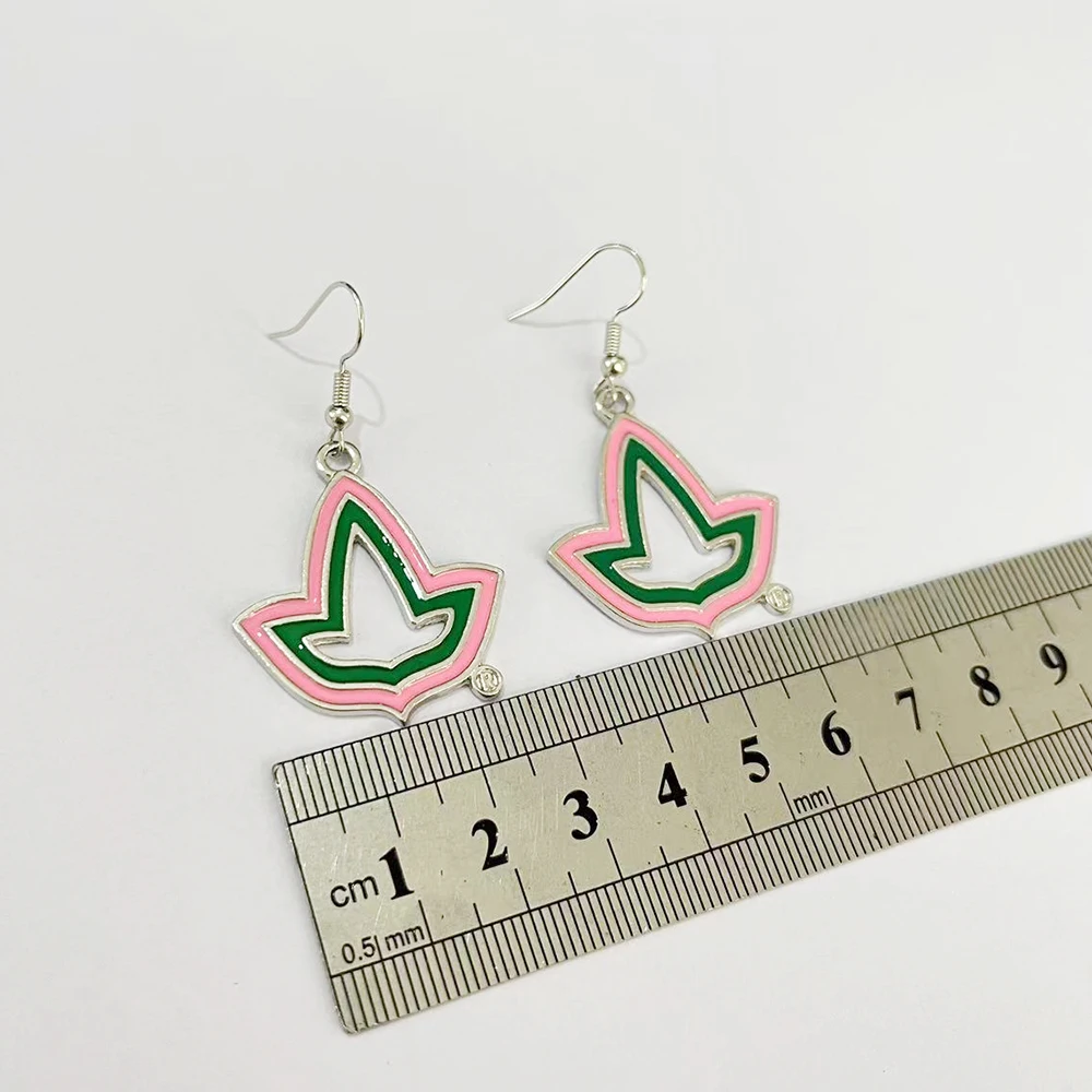 College Party Alumni Association Ladies' Gift Pink Green Ivy Earrings