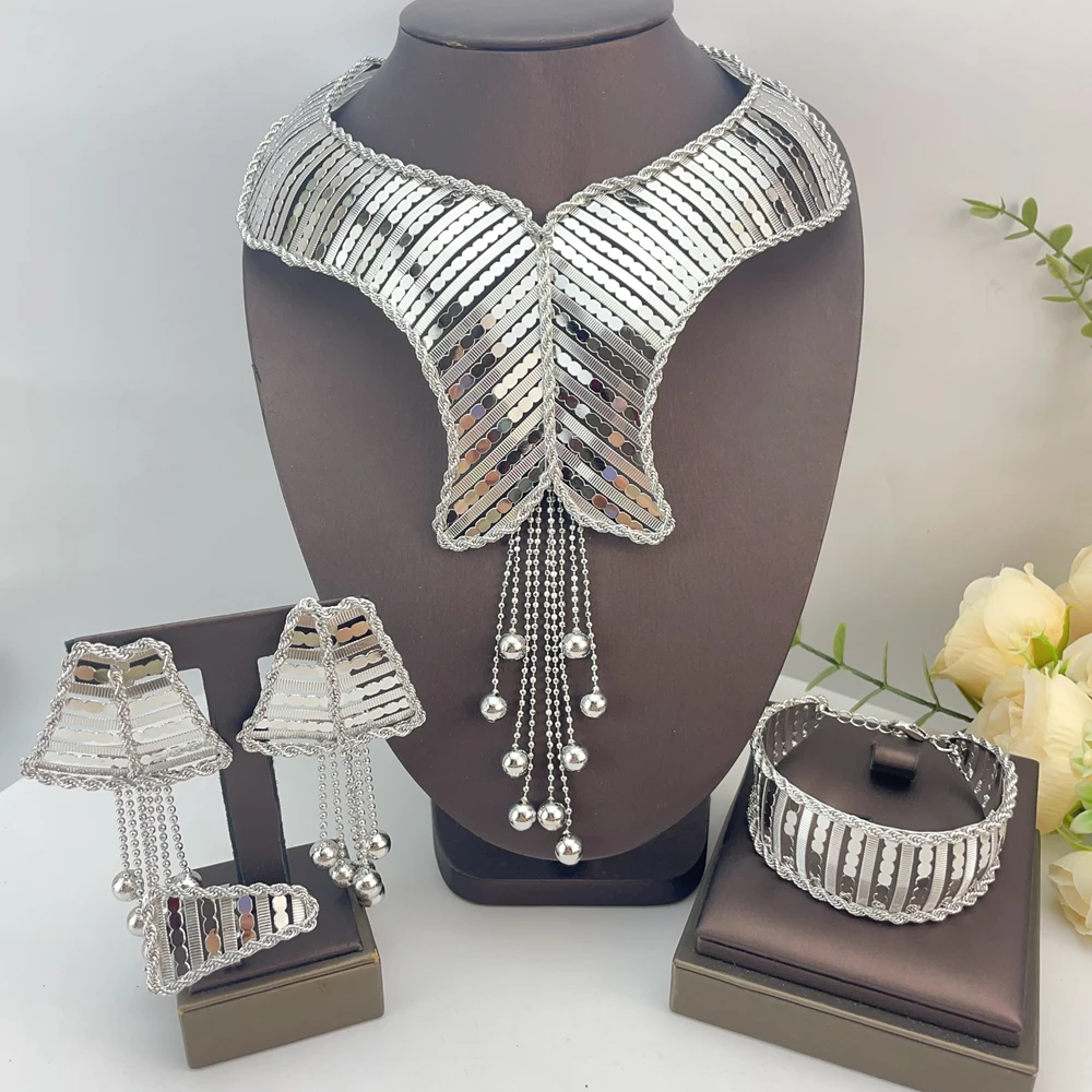 

Женские модные серьги-колье, аксессуары для праздничного платья, подарки на день рождения, большой итальянский позолоченный комплект украшений FHK23159