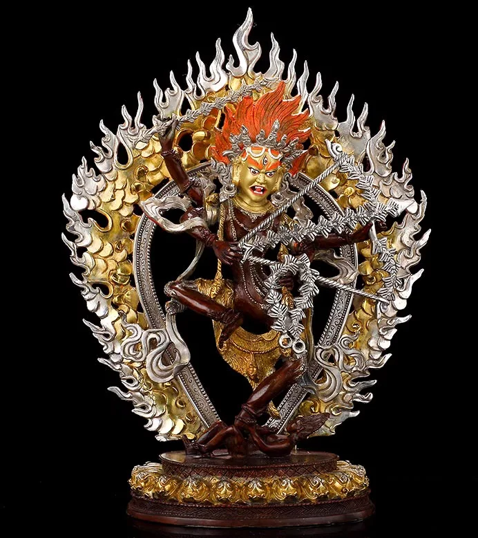 Zuo Ming Buddha Mother Buddha Statue Tantra Pure Copper Antique Gilt Silver Tibetan 12 Inch Household Devotion Ornament Buddhist