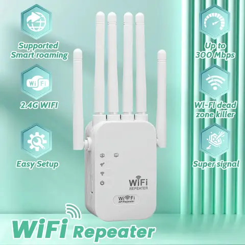 WiFi Extender - High-Speed Wireless Internet Repeater/Router/AP with Maximum 10000 Square Feet Coverage - Excellent Anti-Interfe