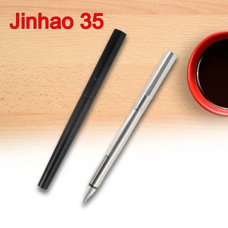 Jinhao 35 pluma estilográfica de Metal, plumín extrafino de 0,38mm con convertidor, suministros de escritura de oficina, papelería escolar, bolígrafos de regalo para estudiantes