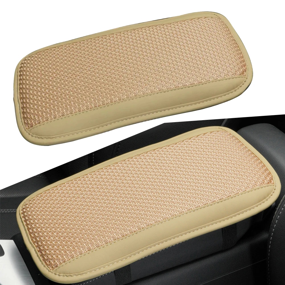 Car Front Armrest Cushion Cover Center Console Box Pad Protector Mat Universal for Four Seasons Beige