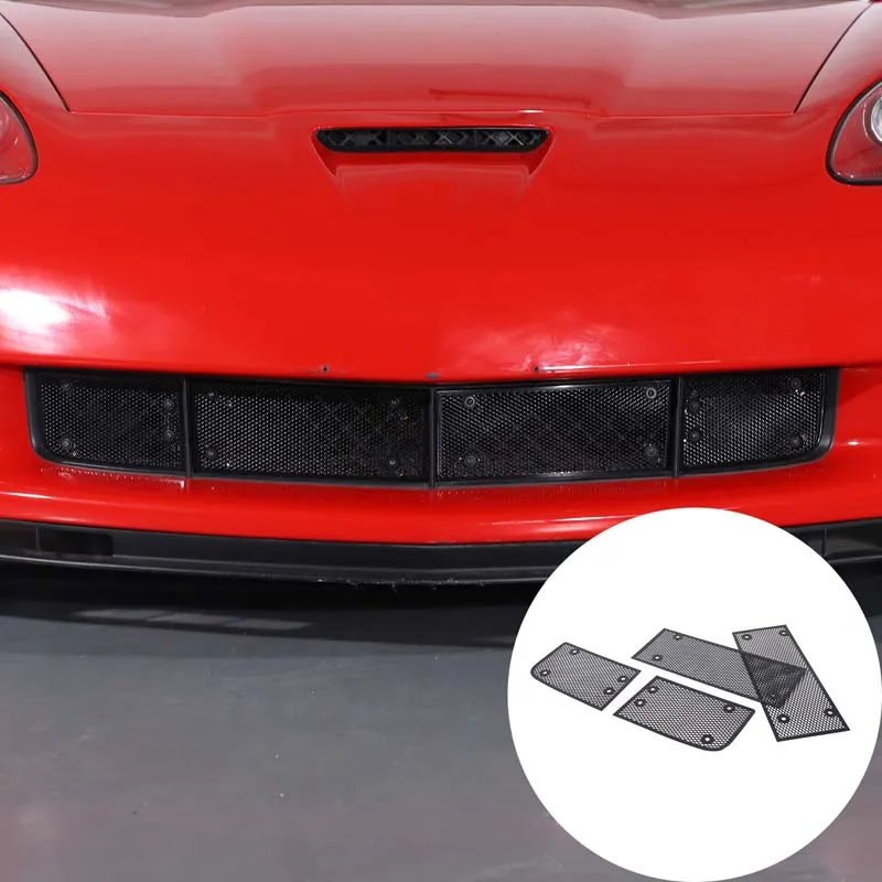 

For Chevrolet Corvette C6 2005-2013 Car Front Grille Decorative Mesh Stainless Steel Silver Exterior Modification Accessories