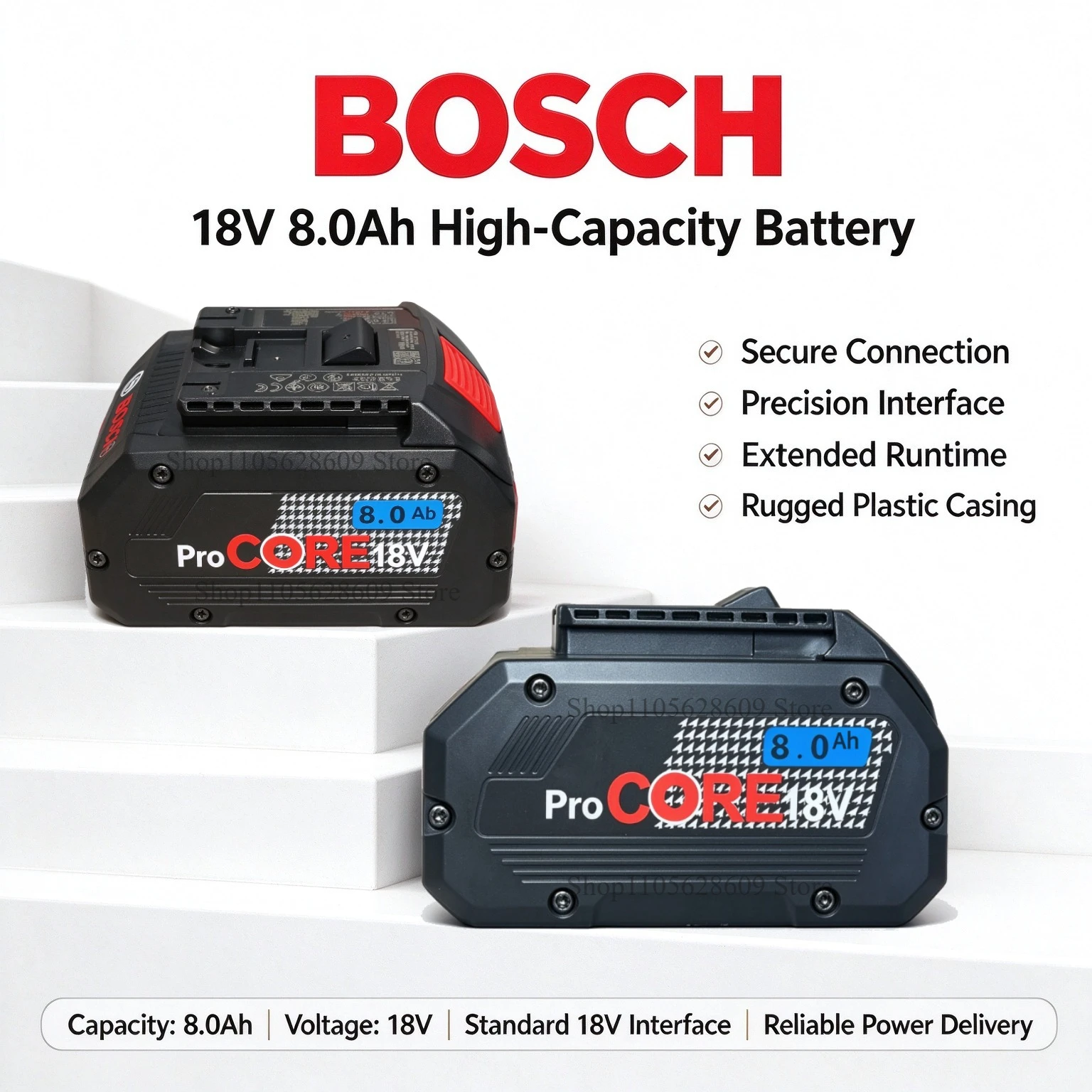 Bosch 18V 8.0Ah ProCORE Li-ion Battery 21700 Cell High Capacity Battery with Power Indicator for Bosch 18V Cordless Power Tools