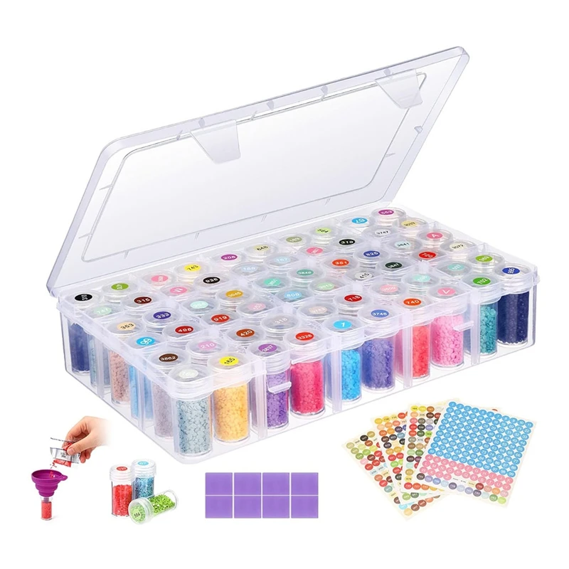 

D Iamond Painting Storage Box,60 Grid Beaded Storage Box,Diamond Art Accessories Storage Box With Labels For Diamond Art