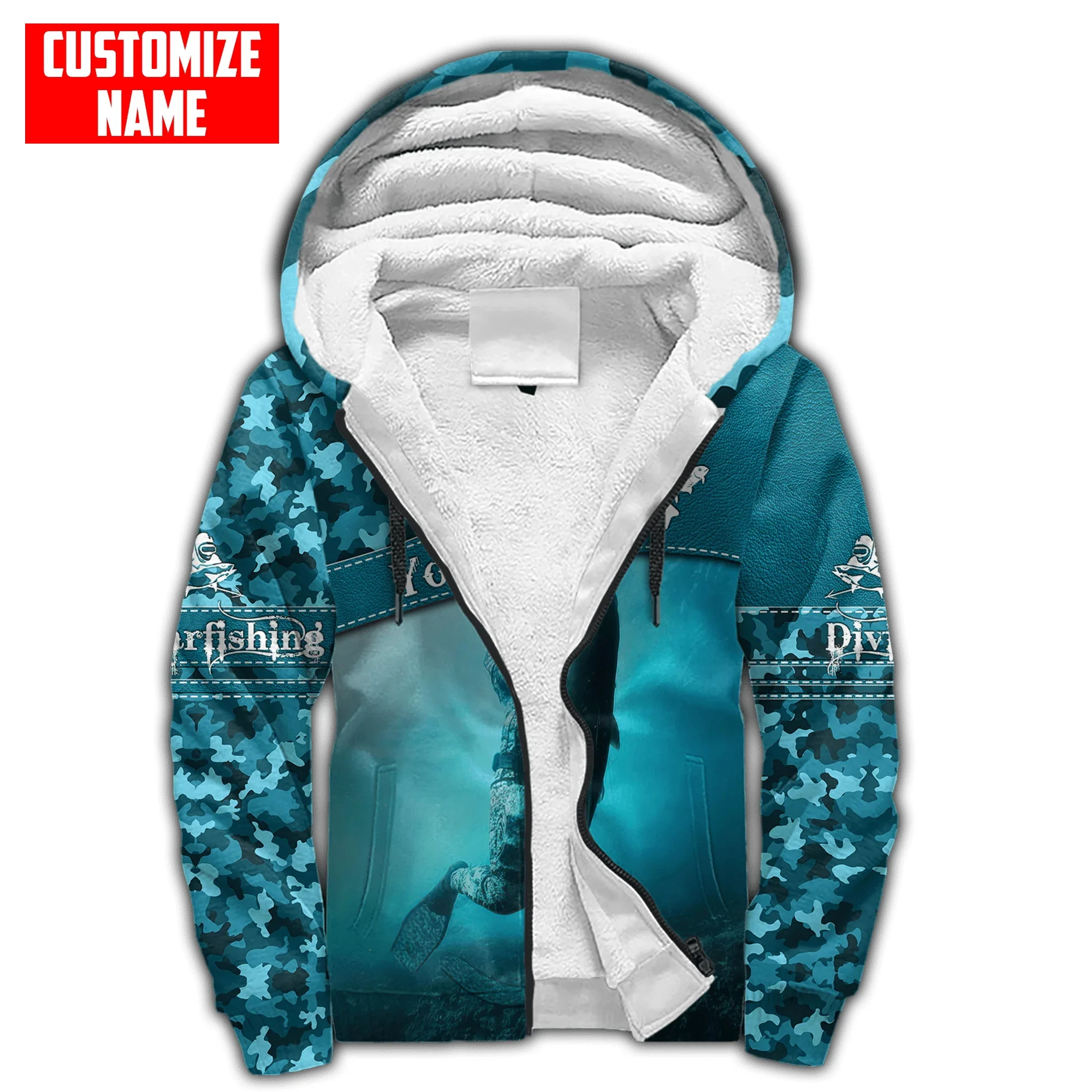 

Customized Name Scuba Diving 3D Printed Mens Winter Thicker Zip Hoodie Unisex Casual Hooded Tracksuit Warm Fleece Jacket KD29