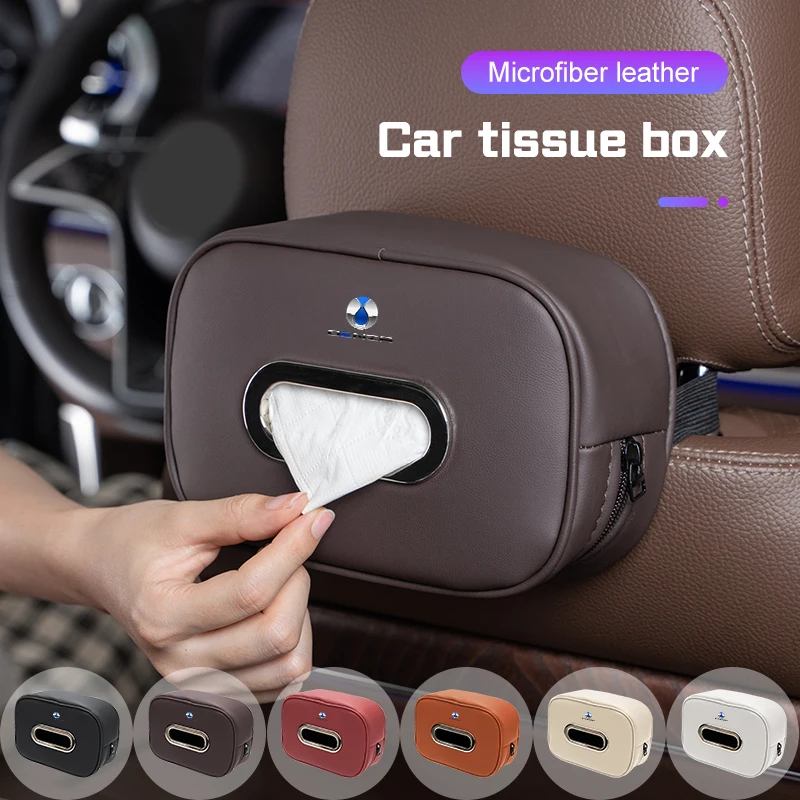 Microfiber Leather Car Tissue Box Hanging Seat Back Storage Bag For Denza D9 N7 N9 Z9 GT N8L B5 B8 B7
