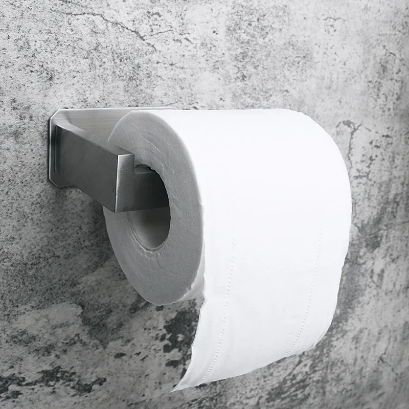 No-Drill Stainless Steel Wall-Mounted Square Tube Tissue Holder For The Bathroom Wall-Mounted Paper Roll Holder image 2