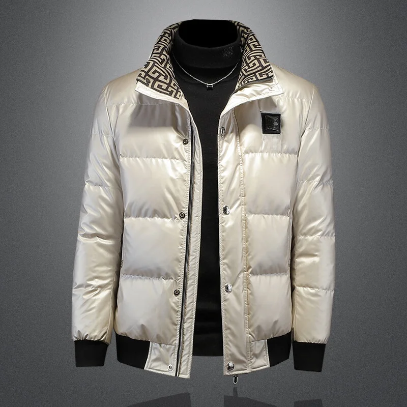 

Men's Thiened White Du down Jaet 2024 Winter New Sle High-end Lightweight Luxury Faionable Polyester Fiber Outerwear