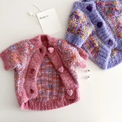 Winter Dog Clothes Fashion Solid Dog Cardigan Sweater Warm Soft Puppy Kitten Coat Cute Cat Knitted Sweater Yorkie Pet Costumes